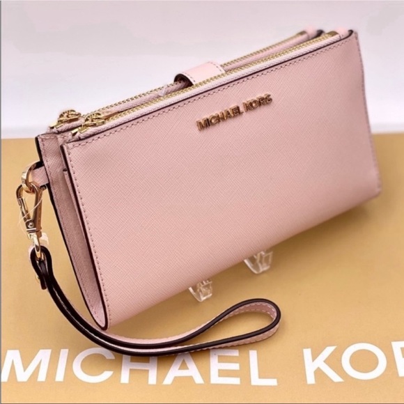 Michael Kors Handbags - Michael Kors Double Zip Wallet
Wristlet Pink